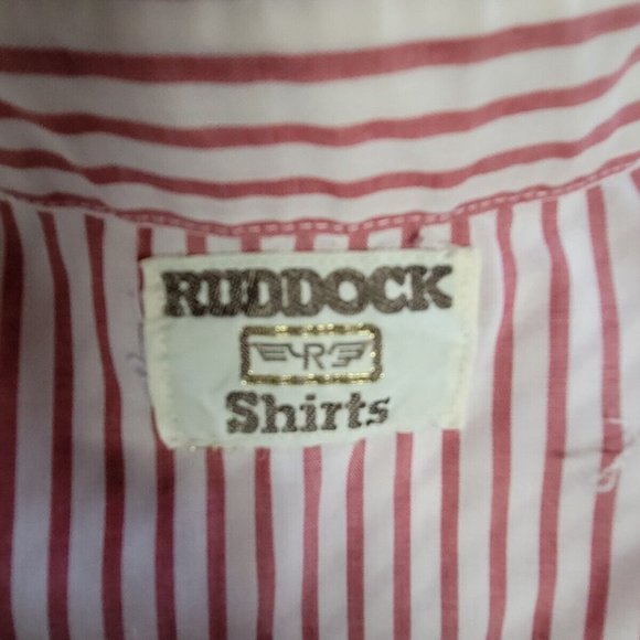 Mens Vintage Ruddock Western Shirt Red Striped Pearl Snap Rodeo - Picture 6 of 6